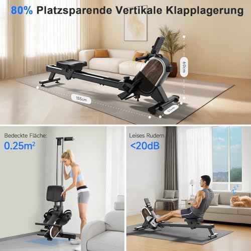 CHAOKE Rudergerät für Zuhause – Leises Magnetisches Upgrade 2026 mit App, 16 Widerstandsstufen und Doppelschienen bis 16