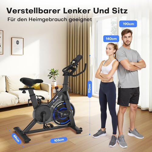 CHAOKE Heimtrainer Fahrrad mit APP – Leises Ergometer mit stufenlosem Magnetsystem, ideal für Indoor Fitness zuhause bis