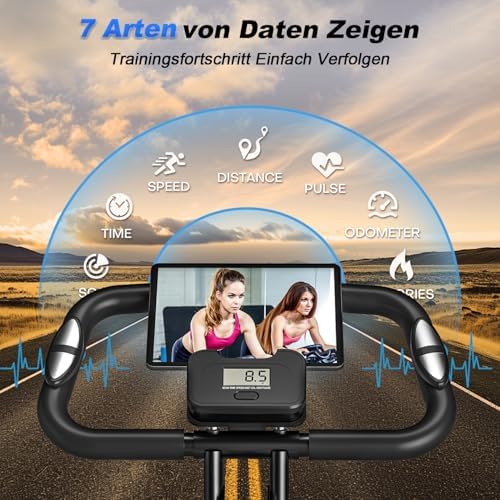 2025 Neu 5-in-1 Hometrainer Fahrrad - Klappbares Ergometer mit 16 Stufen, extra leise für effektives Indoor-Kardio-Train