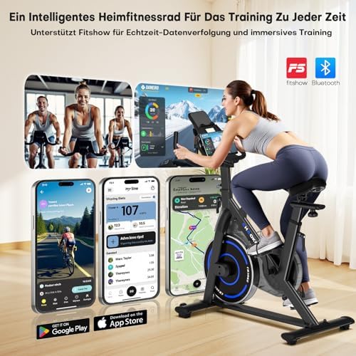 CHAOKE Heimtrainer Fahrrad mit APP – Leises Ergometer mit stufenlosem Magnetsystem, ideal für Indoor Fitness zuhause bis