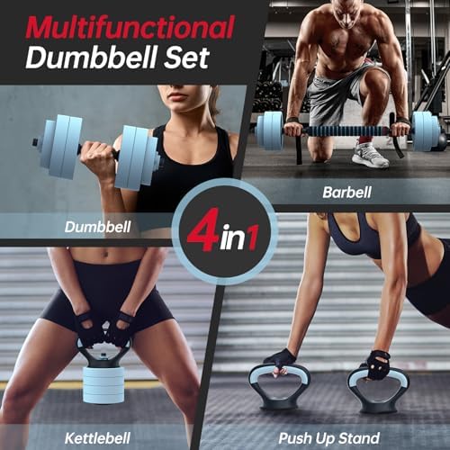 PASYOU Hantelset Verstellbar 20kg 4 in 1 - Flexibles Fitnessgerät für Heimtraining, Kurzhantel & Langhantel für vielfält