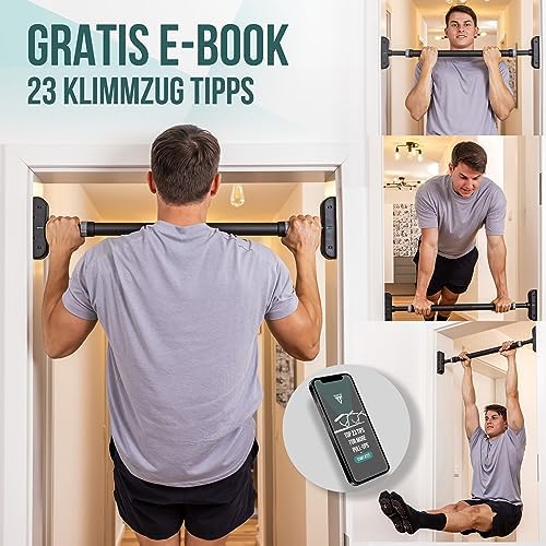 PULLUP & DIP Klimmzugstange für Türrahmen – Profi Pull-up Bar mit gepolsterten Griffen für sicheres Training ohne Schrau