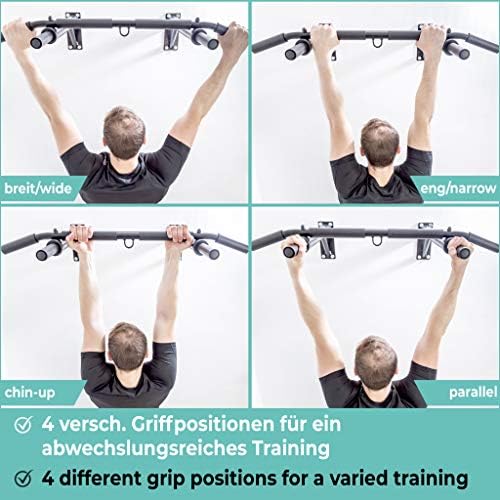 PULLUP & DIP Profi Klimmzugstange Wandmontage – Multigriff für Fitness Zuhause inkl. eBook und Zubehör, bis 200 kg
