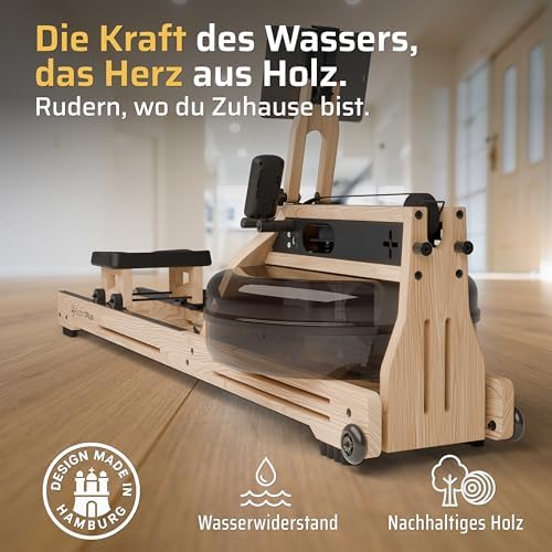 SportPlus Wasserrudergerät für Zuhause – Klappbar & FSC®-Zertifiziertes Eichenholz bis 180 kg – Fitness für alle Größen!