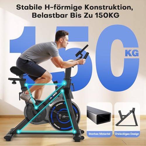 CHAOKE Heimtrainer Fahrrad mit APP – Leises Ergometer mit stufenlosem Magnetsystem, ideal für Indoor Fitness zuhause bis