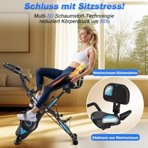 2025 Neu 5-in-1 Hometrainer Fahrrad - Klappbares Ergometer mit 16 Stufen, extra leise für effektives Indoor-Kardio-Train