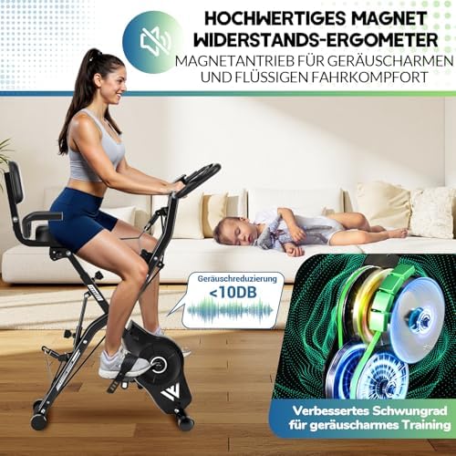 2025 Neu 5-in-1 Hometrainer Fahrrad - Klappbares Ergometer mit 16 Stufen, extra leise für effektives Indoor-Kardio-Train