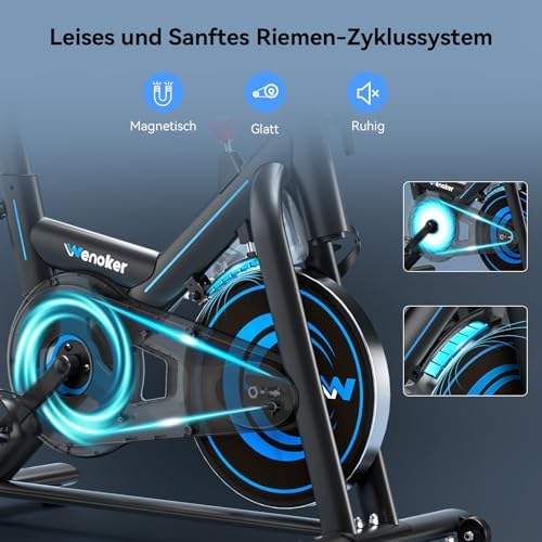 Wenoker Heimtrainer Fahrrad mit App – Leises Ergometer für Indoor Fitness, bis 160KG, ideal für Kardio-Training zu Hause