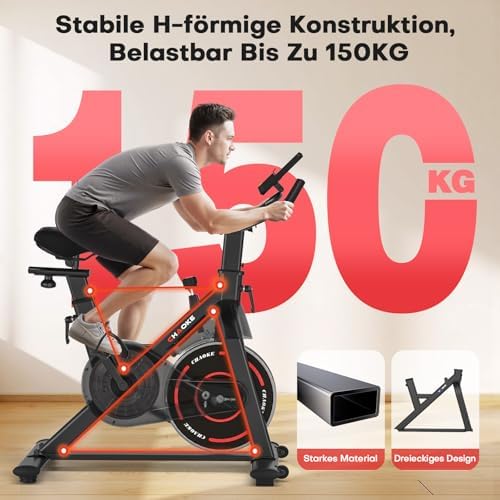 CHAOKE Heimtrainer Fahrrad mit APP – Leises Ergometer mit stufenlosem Magnetsystem, ideal für Indoor Fitness zuhause bis