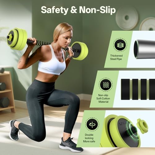 PASYOU Hantelset Verstellbar 20kg 4 in 1 - Flexibles Fitnessgerät für Heimtraining, Kurzhantel & Langhantel für vielfält