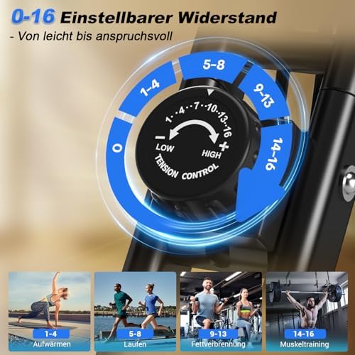 2025 Neu 5-in-1 Hometrainer Fahrrad - Klappbares Ergometer mit 16 Stufen, extra leise für effektives Indoor-Kardio-Train