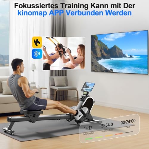 CHAOKE Rudergerät für Zuhause – Leises Magnetisches Upgrade 2026 mit App, 16 Widerstandsstufen und Doppelschienen bis 16