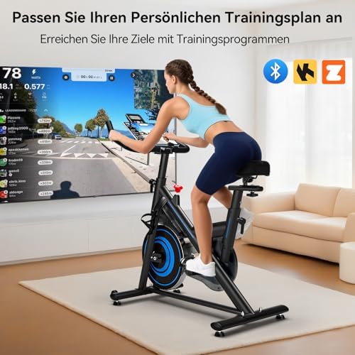 Wenoker Heimtrainer Fahrrad mit App – Leises Ergometer für Indoor Fitness, bis 160KG, ideal für Kardio-Training zu Hause
