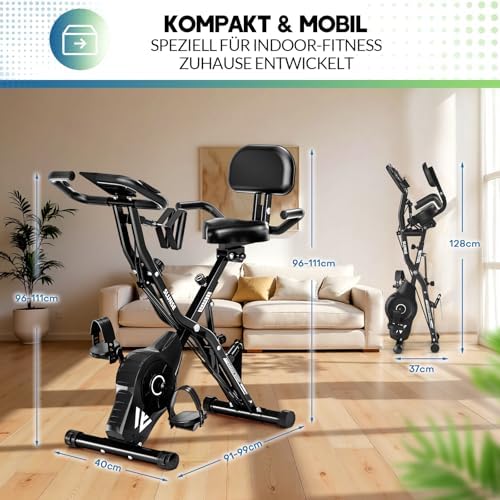 2025 Neu 5-in-1 Hometrainer Fahrrad - Klappbares Ergometer mit 16 Stufen, extra leise für effektives Indoor-Kardio-Train