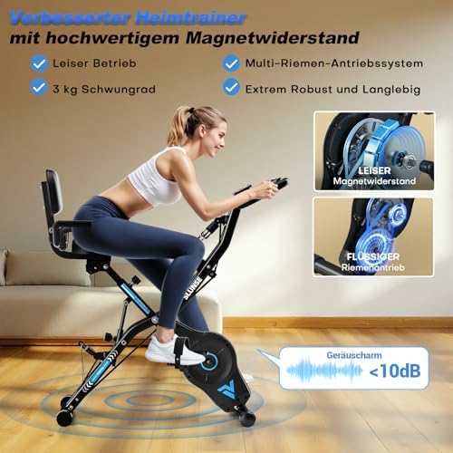 2025 Neu 5-in-1 Hometrainer Fahrrad - Klappbares Ergometer mit 16 Stufen, extra leise für effektives Indoor-Kardio-Train