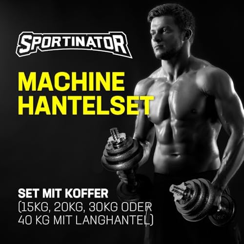 SPORTINATOR® "Machine" Hantel Set mit Koffer – Vielseitiges 2-in-1 Hantelset (15–40 kg) für effektives Training zu Hause