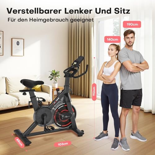 CHAOKE Heimtrainer Fahrrad mit APP – Leises Ergometer mit stufenlosem Magnetsystem, ideal für Indoor Fitness zuhause bis