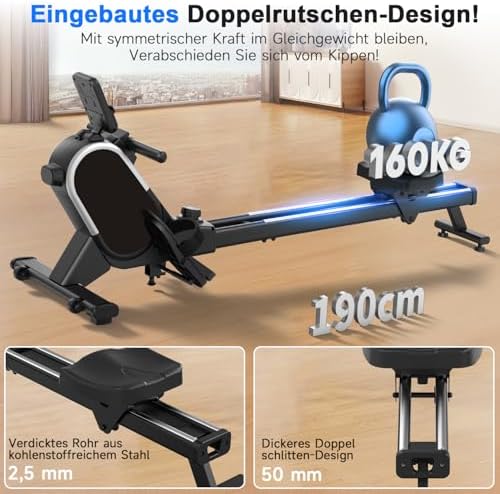 CHAOKE Rudergerät für Zuhause – Leises Magnetisches Upgrade 2026 mit App, 16 Widerstandsstufen und Doppelschienen bis 16